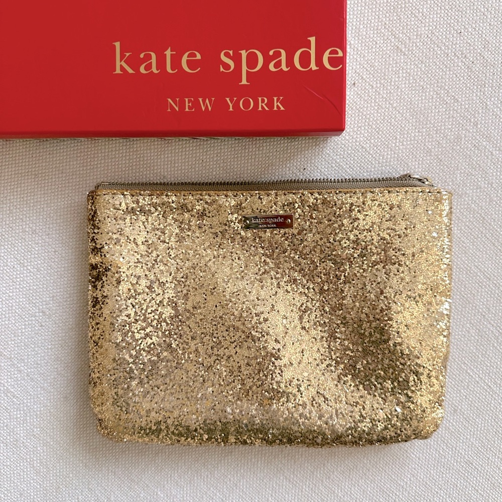 Kate Spade Gold Glitter Pouch